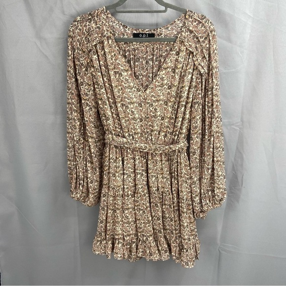O.p.t. Lea Long Sleeve Tiered Ditsy Floral Mini Dress Size Small - Picture 1 of 11